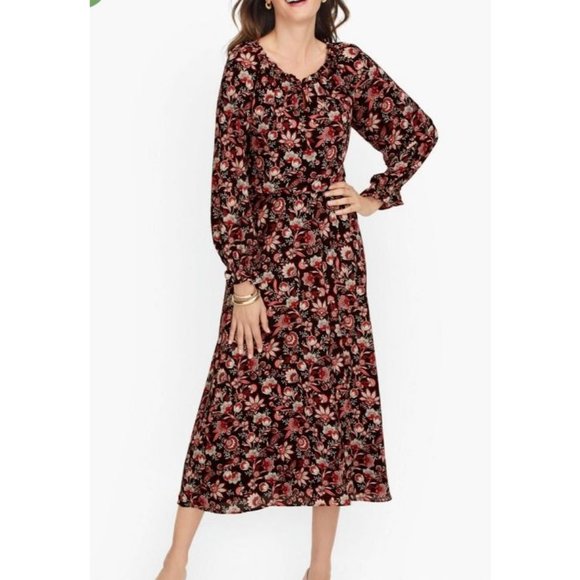 Talbots Midi Dress S Small Autumn Garden Stretch Career Church NEW NWT $149 - Picture 1 of 11